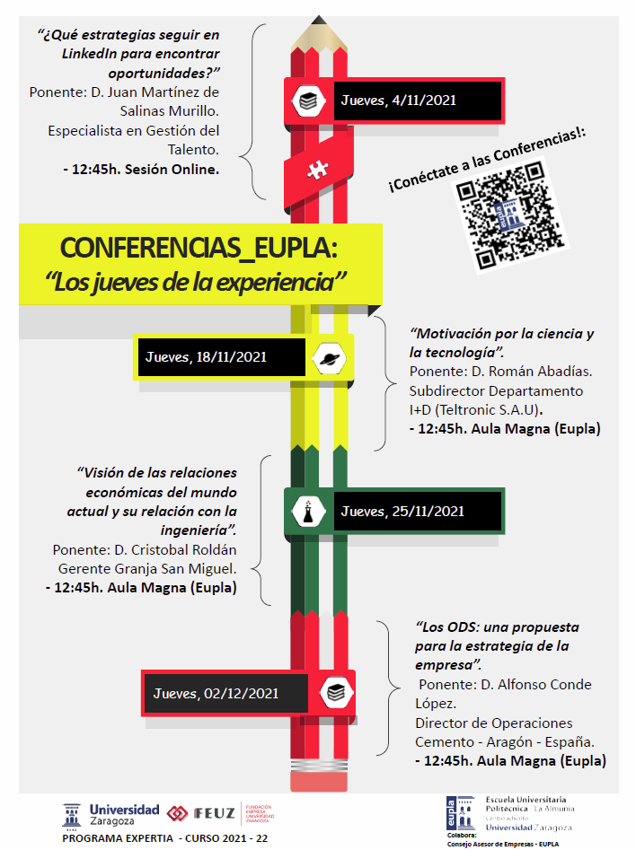 La EUPLA programa el Ciclo de Conferencias "Los jueves de la experiencia"