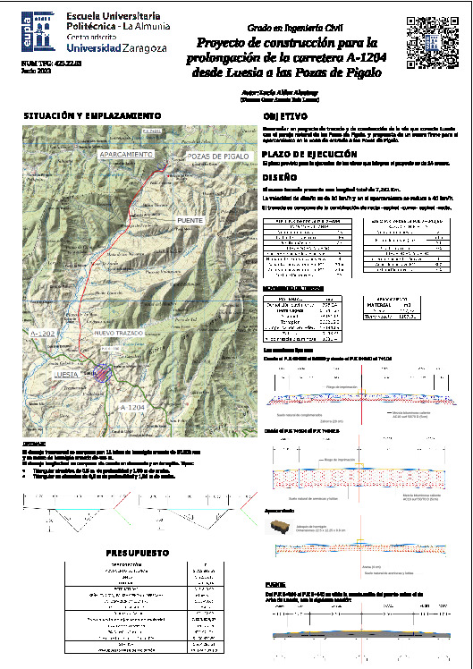 Proyecto de construcción para la prolongación de la carretera A-1204 desde Luesia a las Pozas de Pigalo